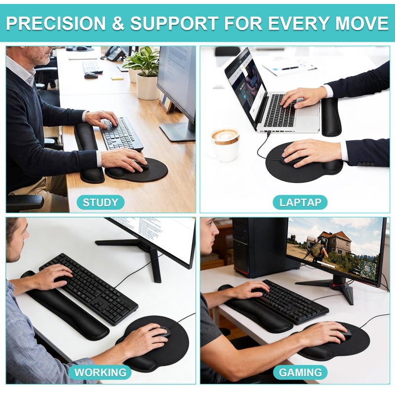 TONOS Mouse Pad and Keyboard Wrist Rest- Ergonomic Wrist Rest for Computer Keyboard and Mouse Pad, Memory Foam Wrist Support for Comfy Typing, Ideal for Laptop, Office, Gaming - Image 3